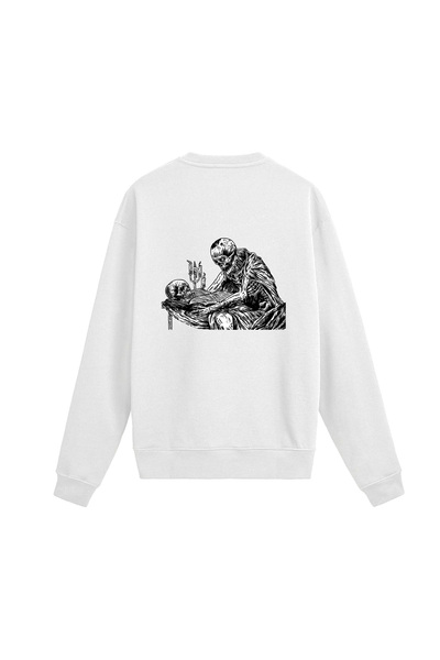 Colermi Back Printed Death Metal Skeleton Design Sweatshirt
