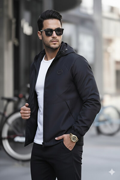 Bossago Jachetă pentru bărbați cu glugă rezistentă la apă și vânt de tranziție