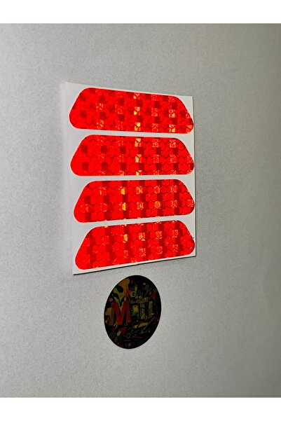 sticker Reflektörlü Bant 8x2 Cm Araç Oto Dış Aksesuar Reflektif Fosforlu Şerit Bant İkaz Bandı Etiket 4Ad.