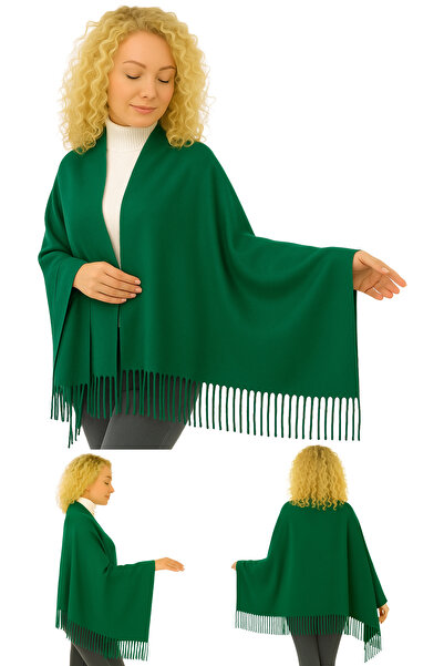 marufshop 1 Piece Women's Plus Size Extra Soft Textured Tassel Detailed Winter Scarf Shoulder Shawl