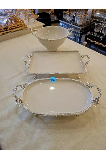 BULUTHOMEAKSESUAR 3 Piece Porcelain Presentation Set Silver