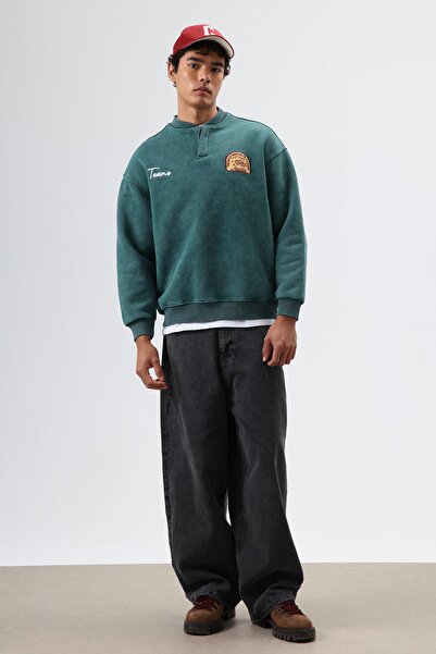 VAMOSCLO oversized Φούτερ με λαιμόκοψη με τύπωμα Nefti