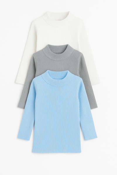 mini kanka Children 3-16 Years Old 3-Piece Thin K Ribbed Knit Knitwear Sweater Set – Comfortable and Stylish Basic Model 3 Pieces