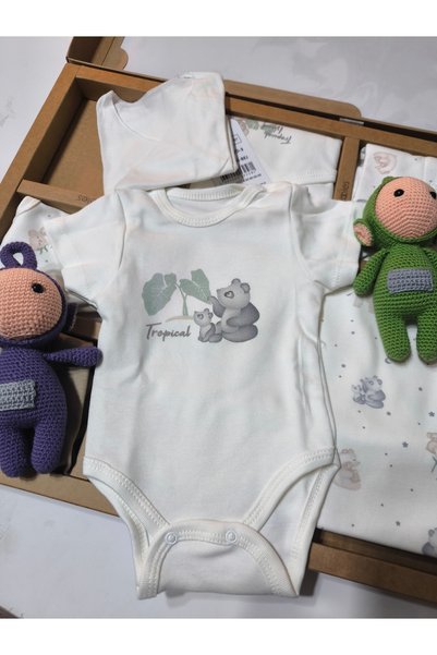 Şimo Butik Girl-Boy Newborn Hospital Release 100% Organic Cotton Boxed 10-Piece Full Set Koala