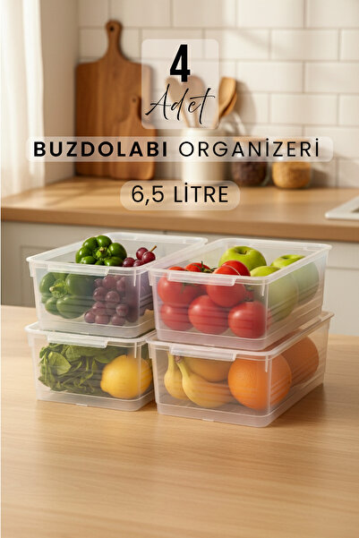 Siyempi 4'lü Set Kırılmaz Kapaklı Buzdolabı Düzenleyici Dolap İçi Organizer O...