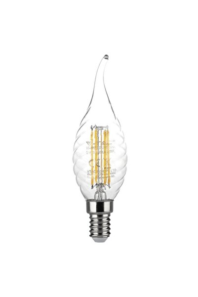 V-TAC Bec LED tip lumânare cu filament E14 4W, 3000K, formă spirală
