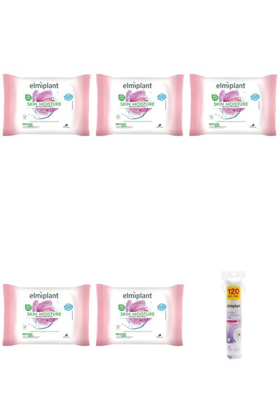 ELMIPLANT Set 6 Mixt: 5x Servetele demachiante ten uscat sensibil Skin Moisture, 25, 1x Dischete Dem