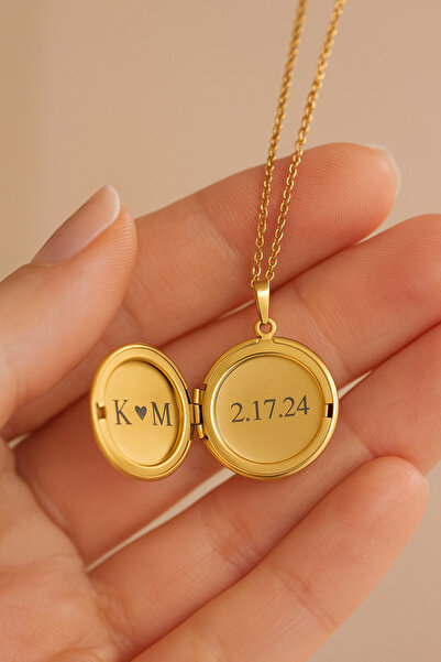 Narflake Anka Kuşu İşlemeli Açılabilir Kişiye Özel Tasarlanabilir Özel Çelik Kadın Kolye