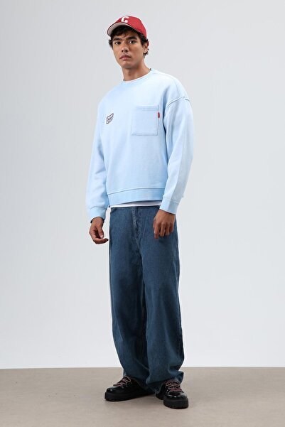 VAMOSCLO Φούτερ με λαιμόκοψη oversized με τσέπες Baby Blue