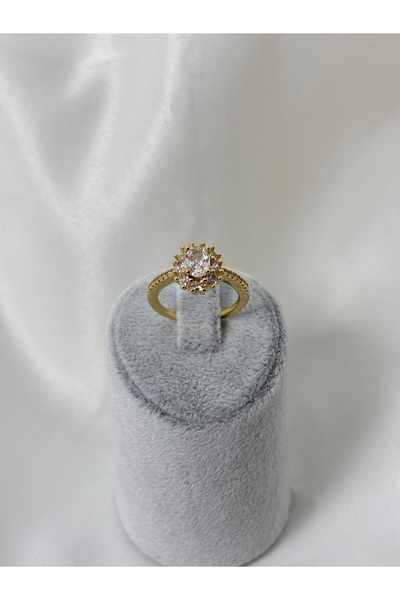 Uzak Işıklar خاتم من الفولاذ مرصع بحجر الزركون الذهبي القابل للتعديل