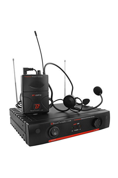 BoomTone DJ Sistem de microfon cu cască UHF fără fir UHF-10, 536.5 MHz, Negru