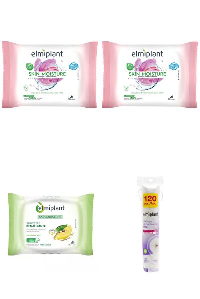 ELMIPLANT Set 4 Mixt: 2x Servetele demachiante ten uscat sensibil Skin Moisture, 25, 1x Servetele de