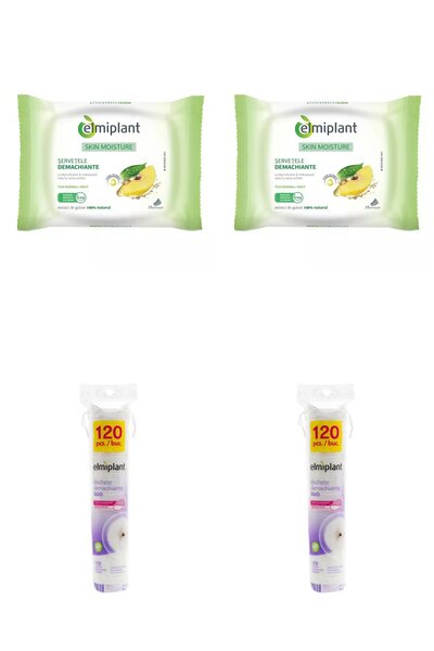 ELMIPLANT Set 4 Mixt: 2x Servetele demachiante ten normal mixt Skin Moisture,...