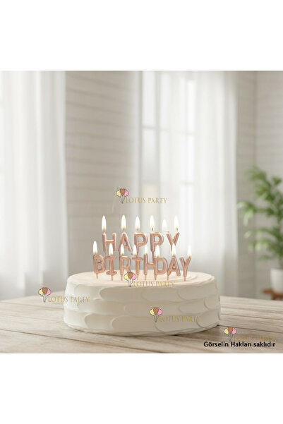 LOTUS PARTY Happy Birthday Mum - Rose Renk Happy Birthday Yazı Mum - Rose Gol...