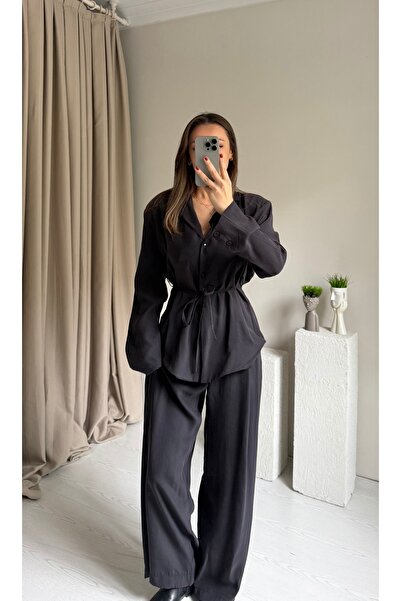 ForOus Modal Fabric Belt-Attached Shirt and Pants Set