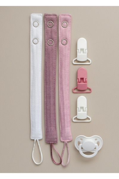 Joyous Mom Kids 3'lü Pamuk Müslin Bebek Emzik Askısı Plastik Klips Kolay Açıl...
