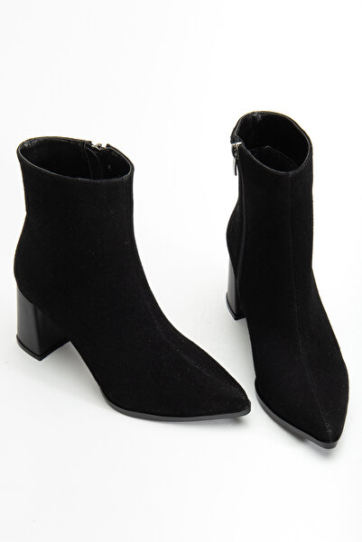 LEMUES SHOES Pantofi negri cu toc cu fermoar lateral pentru femei