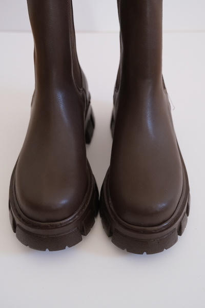 Munshoes Ghete de damă din piele maro lux