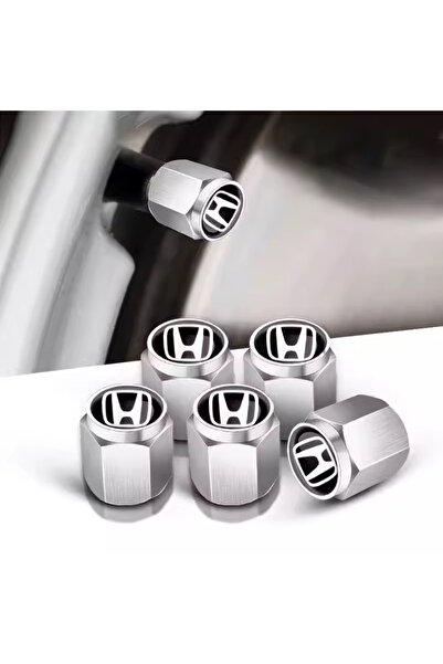 İKTUNING HONDA LOGOLU METAL GÜMÜŞ SİYAH RENK 4 ADET SİBOP KAPAK