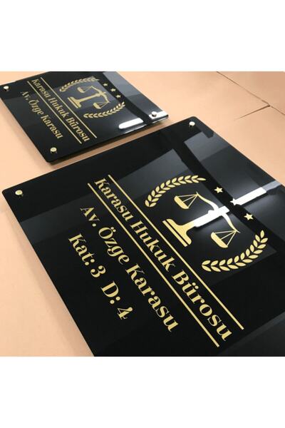 Atalya Reklam Siyah Pleksi Kapı Tabelası ( Kişiye Özel )