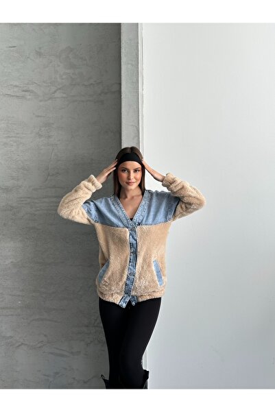 SOLİS MODA ДЕНИМ ДЕТАЙЛИРАНА ПЛЮШЕНА ДАМСКА ЯКЕТА