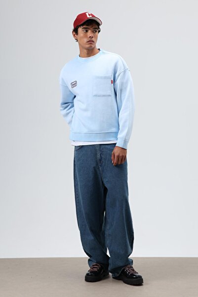 VAMOSCLO Φούτερ με λαιμόκοψη oversized με τσέπες Baby Blue