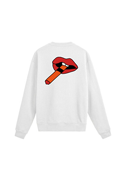 Colermi Back Printed Pop Art Lip Design Sweatshirt