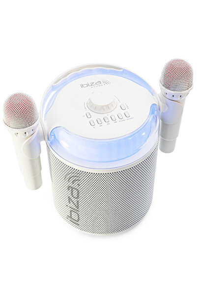 Ibiza Sound Караоке тонколона с 2 безжични микрофона, Bluetooth/USB/microSD/A...