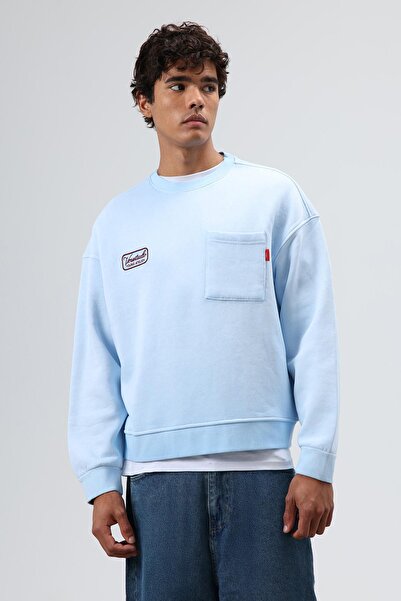VAMOSCLO Φούτερ με λαιμόκοψη oversized με τσέπες Baby Blue
