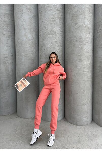 ANATOLIATEKSTILE Women's Tracksuit Set – Hooded and Pants, Urban Casual Style