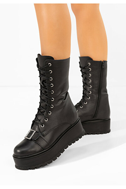 B T Shoes Γυναικεία δερμάτινα μποτάκια Soniela Μαύρα