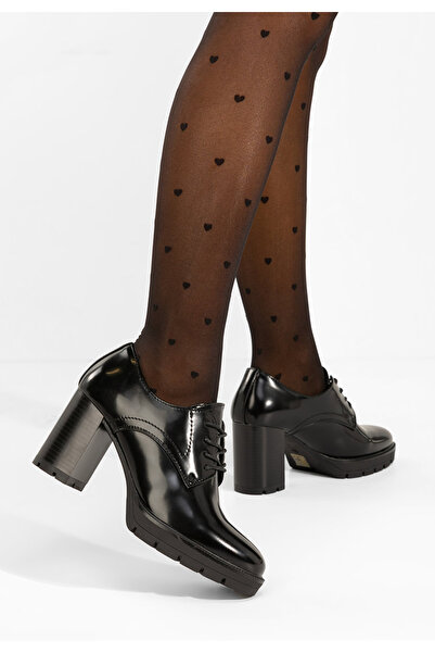 B T Shoes Pluvina black lace-up heeled shoes