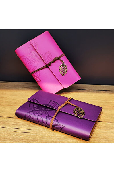 KTT Leather Leaf Patterned Unlined Notebook Stylishly Designed Functional Product