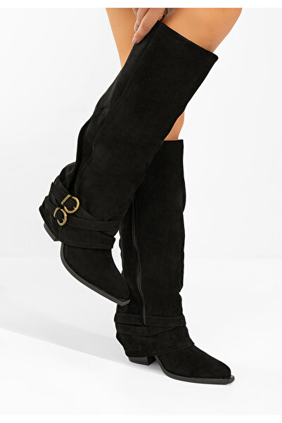 B T Shoes Ψηλές μπότες με χοντρό τακούνι Vencilie Μαύρα