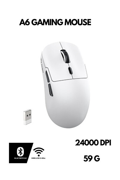 ATAsoft ELEKTRONİK Since 2021 Freewolf A6 Kablosuz Oyuncu Mouse PAW3311 1000 Hz 24000 DPI Profesyonel Bluetooth Üç Modlu Bağlantı