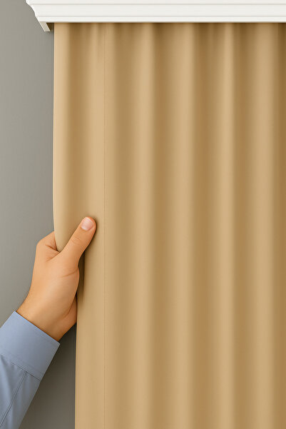 Emuz ستارة معتمة بدون طيات بلون بيج مقاومة للضوء لا تحتاج لكي، واقي من الشمس،...