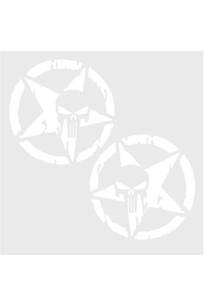 Oracal Set doua Stickere auto, tuning, star, stea cu cap de schelet, automobile sport, 30cm, alb