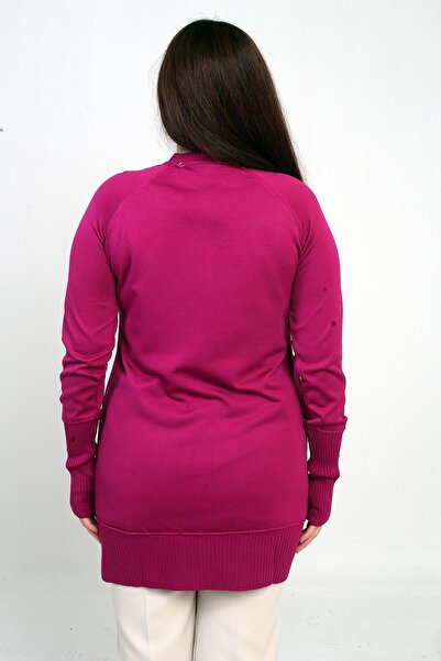 By Saygı Women's Sleeves Buttoned Cold Yarn Plus Size Tunic Blouse