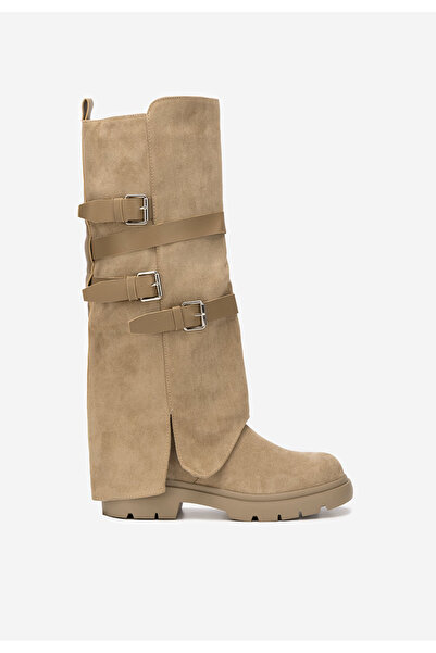 B T Shoes Cizme dama fara toc Rovira kaki