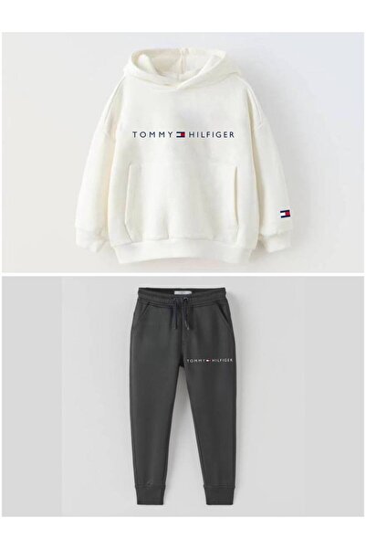 Karan Kids طقم علوي وسفلي أبيض للجنسين بغطاء رأس