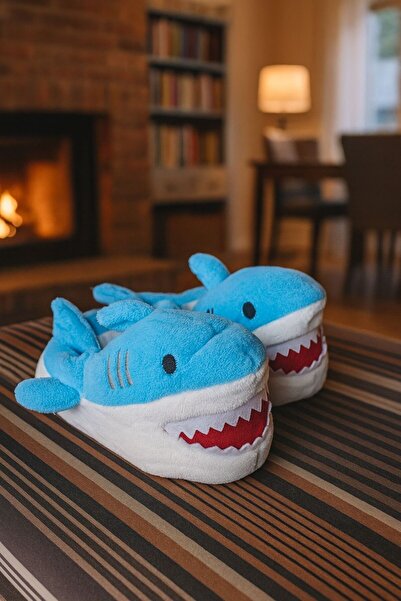 ekici shoes Unısex Köpek Balığı Figürlü Peluş Ev Pandufu