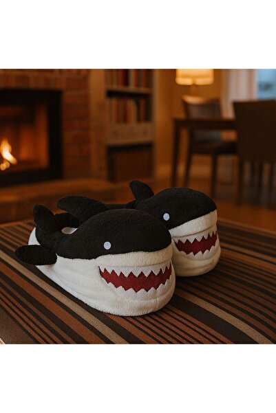 ekici shoes Unısex Köpek Balığı Figürlü Peluş Ev Pandufu