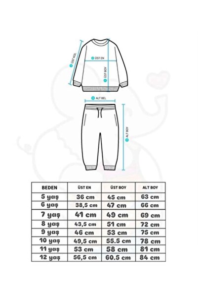 Mixima 4-8 Yaş Kız Çocuk Bol Paça 3 İplik Şardonlu Kumaş Alt Üst Takım | Kışlık Çocuk Eşofman Takımı