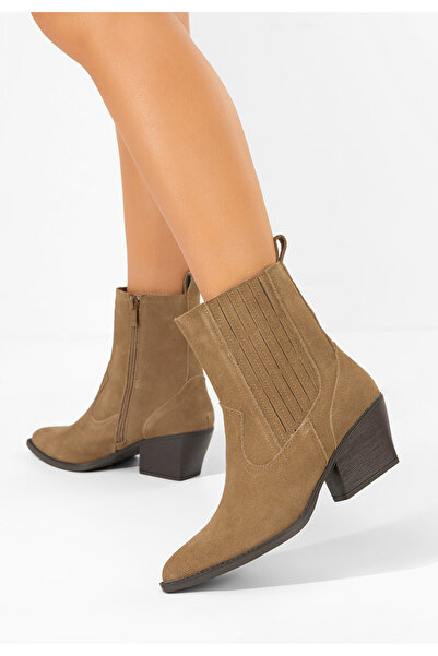 B T Shoes Γυναικεία Μποτάκια Cowboy Camela χακι