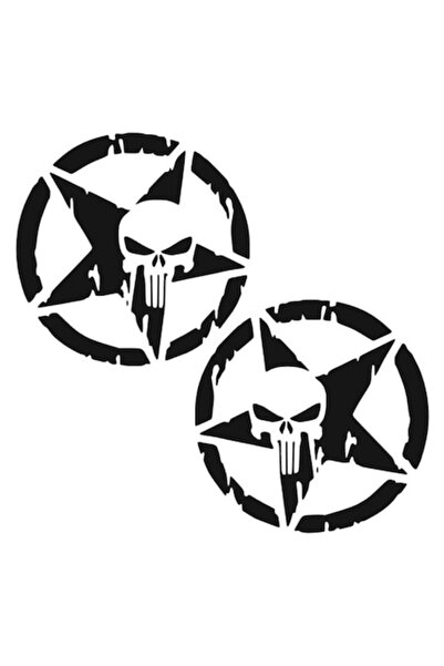 Oracal Set doua Stickere auto, tuning, star, stea cu cap de schelet, automobile sport, 30cm, negru