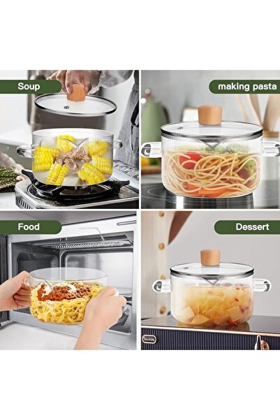 Aurov Oala Sticla Borosilicata, 3.5L, Termorezistenta, Gaz, Capac/Manere, Gatit/Servire, Relief