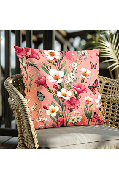 Piloji Colorful Flower Patterned Digital Printed Filled Decorative Pillow – 4...