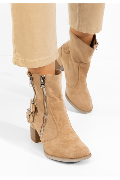 B T Shoes Botine cu toc gros Laroya V5 kaki