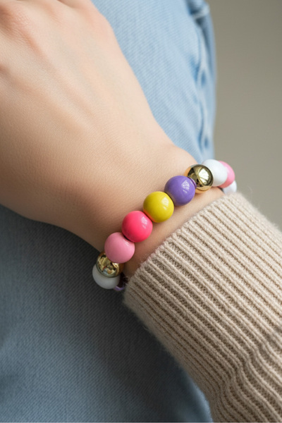 Modacaprea سوار مطاطي ملون من الميكا – سوار مطاطي مقاس 18 سم |   مجوهرات نسائ...