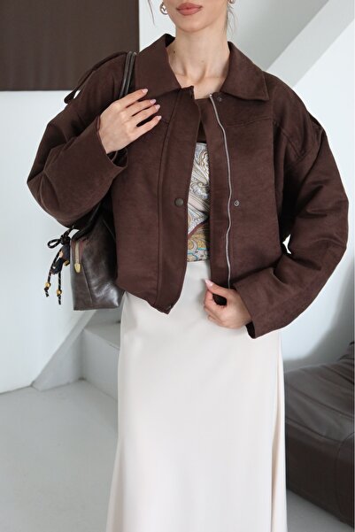 AÈC PRIVÈ Women's New Season Premium Quality Suede Bomber Jacket 7777